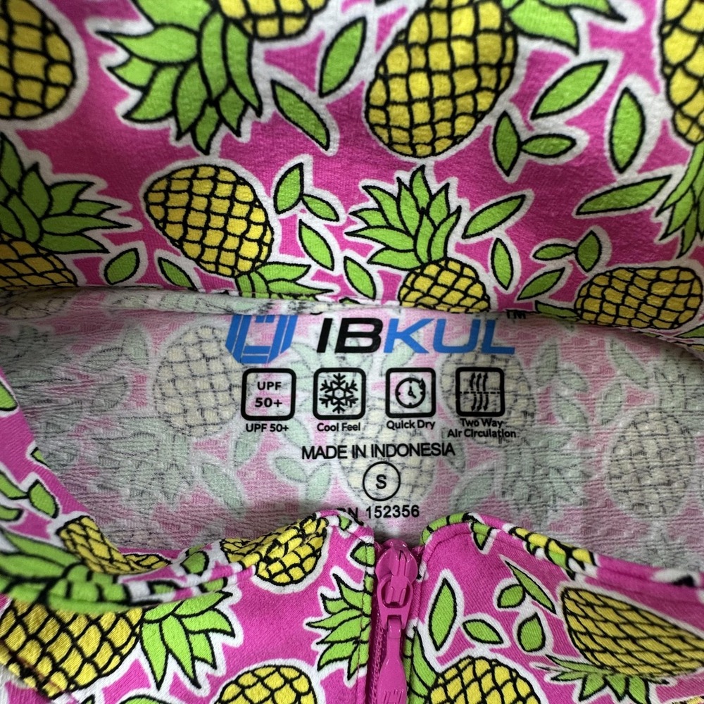 IBKUL Pullover Shirt Womens Small Pineapple Print UPF 50+ 1/4 Zip Golf Sun - Picture 4 of 9